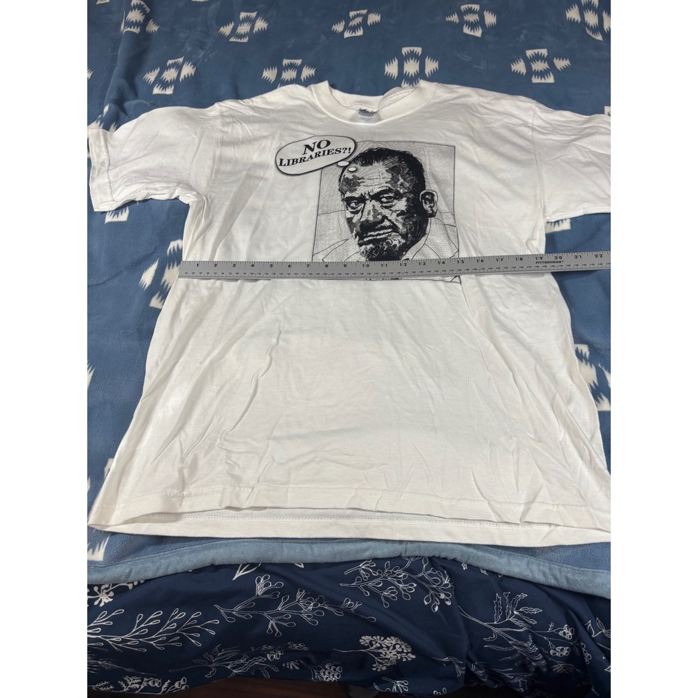 Gildan Ultra Cotton John Steinbeck No Libraries Graphic T-Shirt White Mens L - Picture 5 of 10